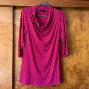 PINK COWL NECK RAYON TUNIC TOP
